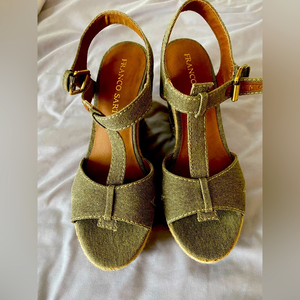 Franco Sarto olive green wedge
